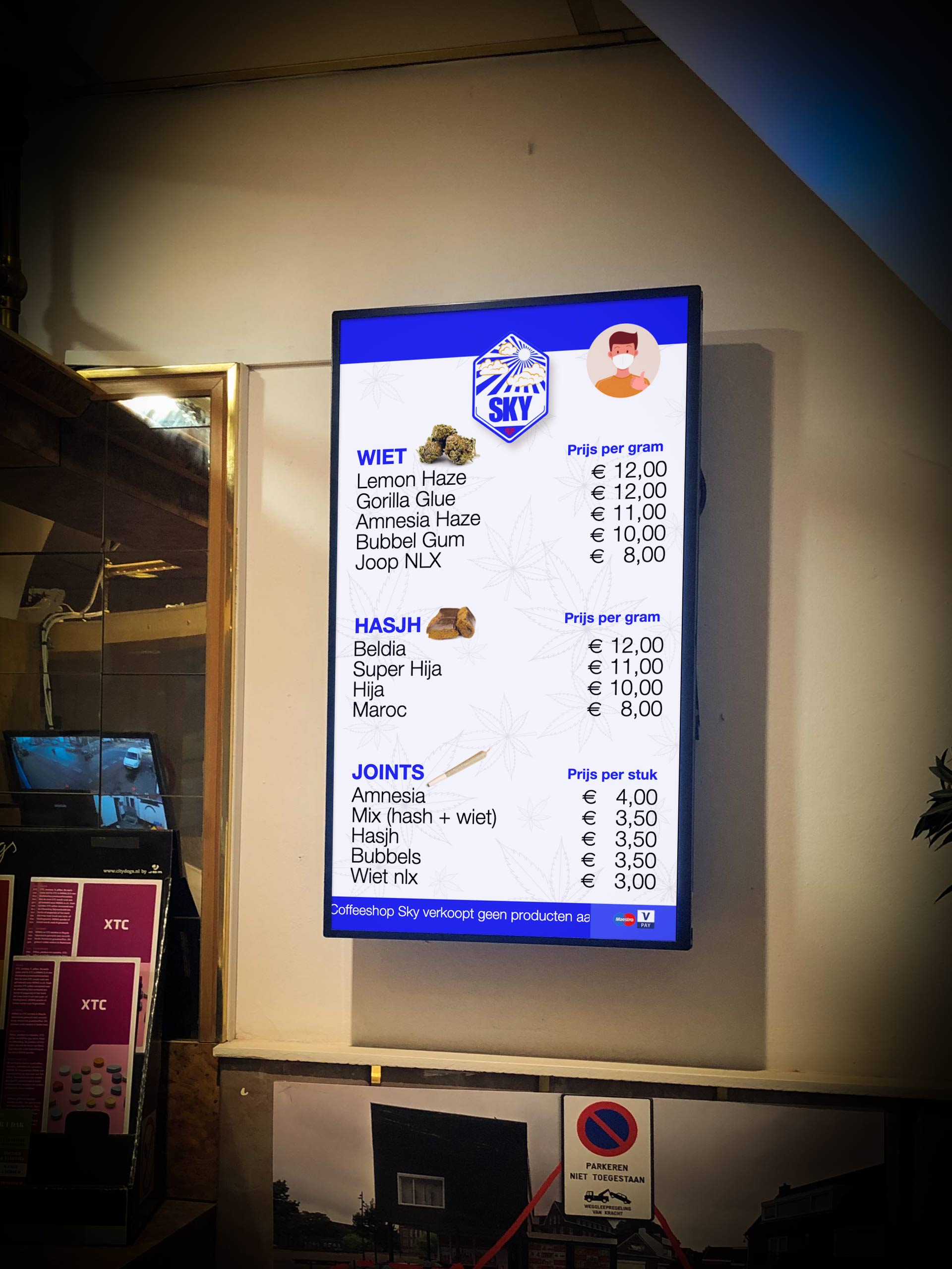 Interactieve menuborden voor Coffeeshop Sky Breda